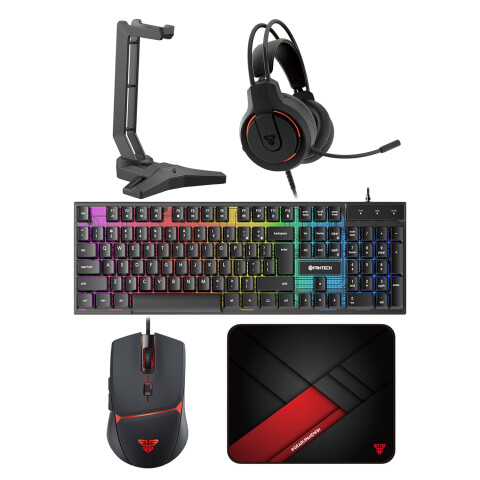 Combo Gamer Kit 5 En 1 Fantech Teclado Mouse Vincha Par Y Soporte P51 KIT GAMER 5 EN 1 P51 FANTECH POWER BUNDL