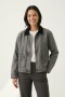 Campera denim con cuello contratono GRIS OSCURO
