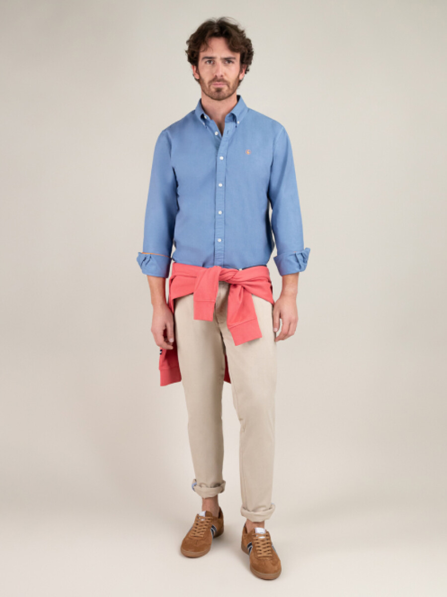 Camisa Garment Dyed - Azul 