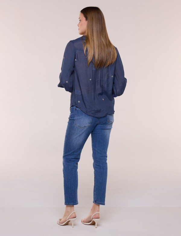 Camisa Boho Bordada AZUL/MULTI