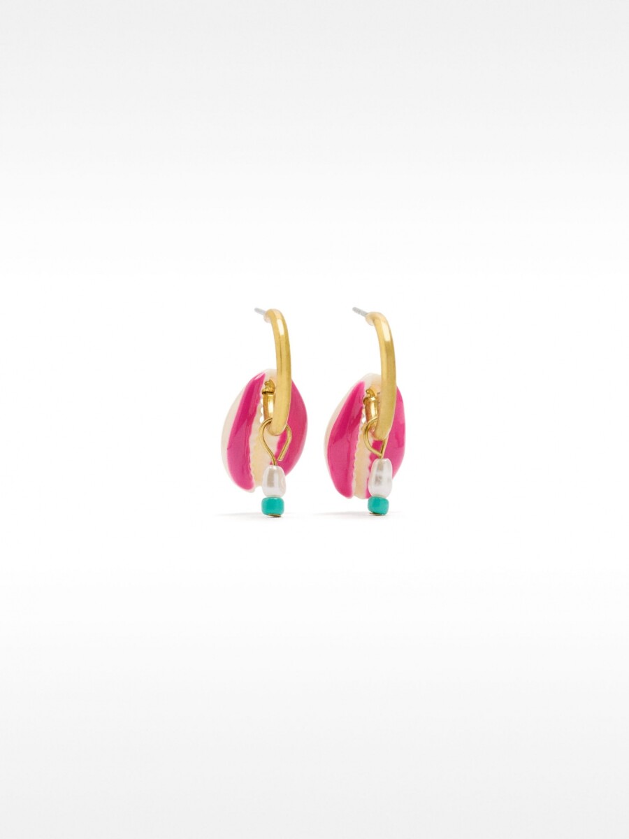 Aros Con Conchas Esmaltadas multicolor