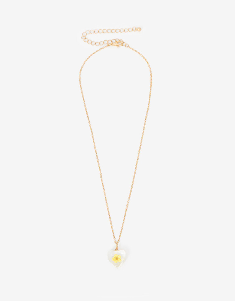 Cadena Corta con Dije Metal Collar De Cadena Con Dije Corazón Flor - Dorado