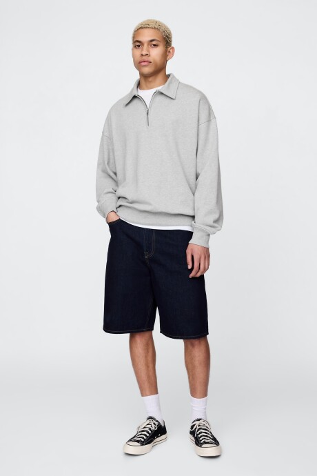 Buzo Deportivo Sin Felpa Medio Cierre Hombre Light Heather Grey