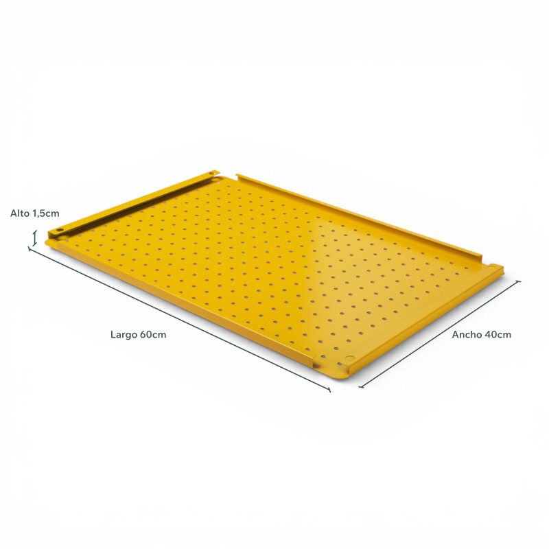 Panel perforado pegboard metálico organizador de pared 60x40 cm – Multiuso para el hogar Amarillo
