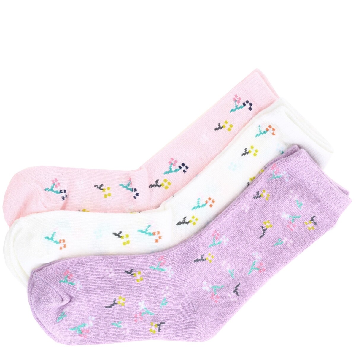 Medias de Niña MINI Miss Carol MEDIA TULIP PACK X3 - Blanco / Rosado / Lila 