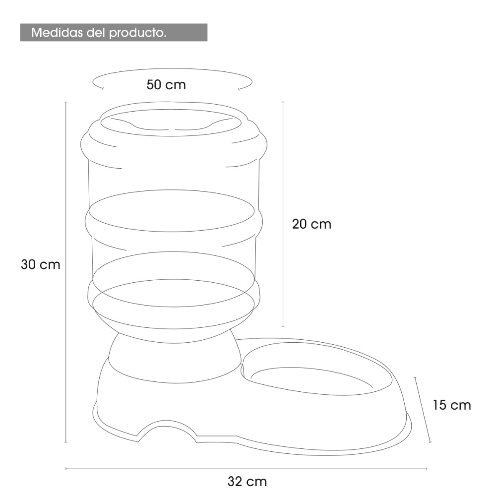 Bebedero Dispenser Mascota Perro Gato Alimento Color Gris