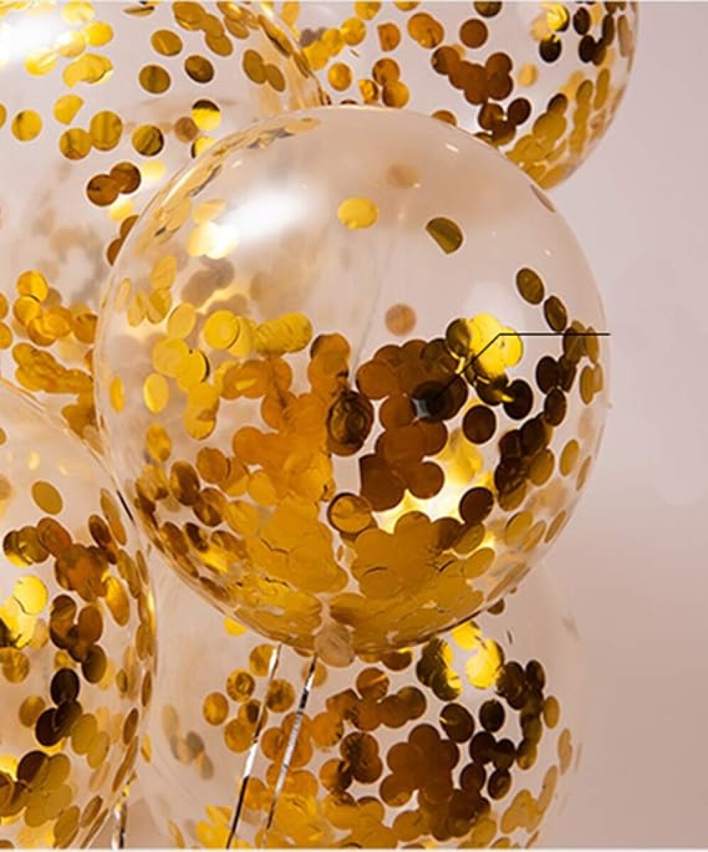 Globo Transparente con Confetti x6 - Dorado 