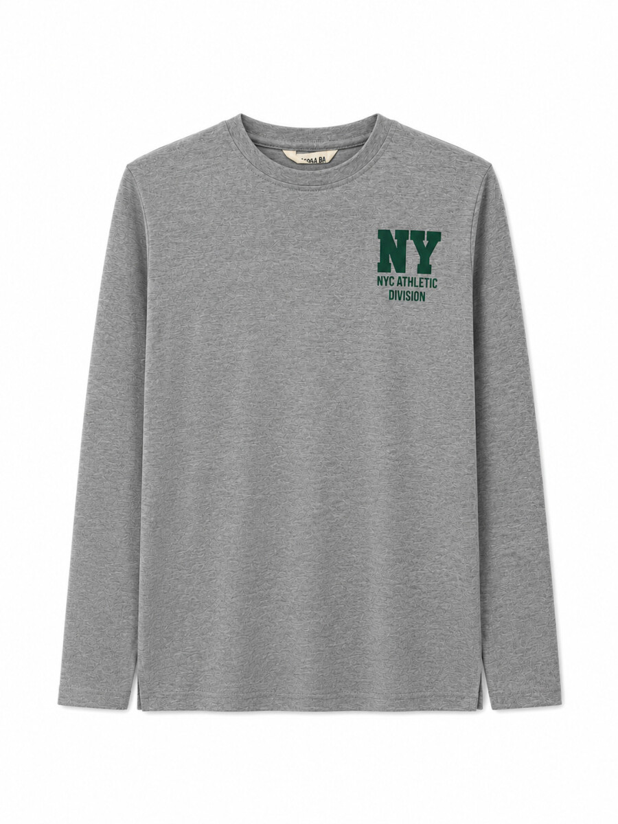 REMERA MANGA LARGA LOCAL - GRIS MELANGE M 