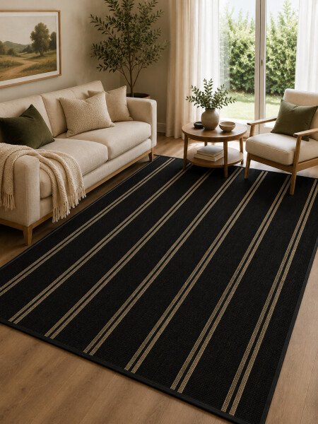 ALFOMBRA MANOR RAYAS NEGRO