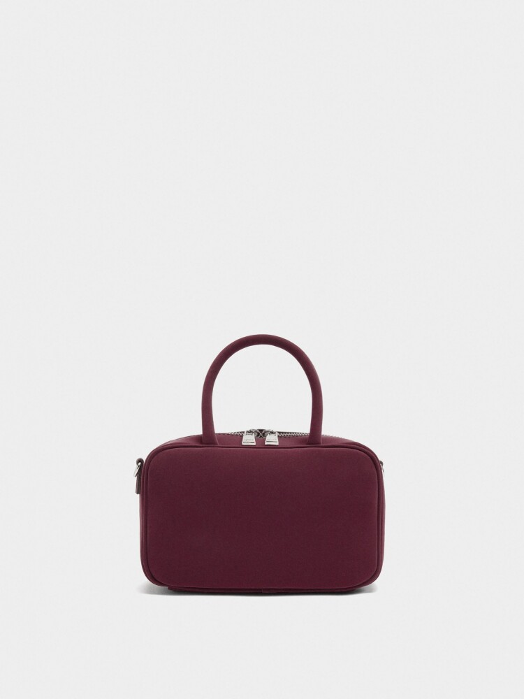 Bolso Bowling De Textura Suave burdeos