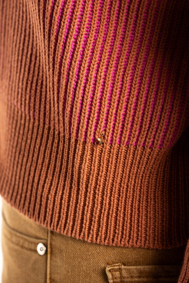 Campera Tejida Algodon Rosa/mocha