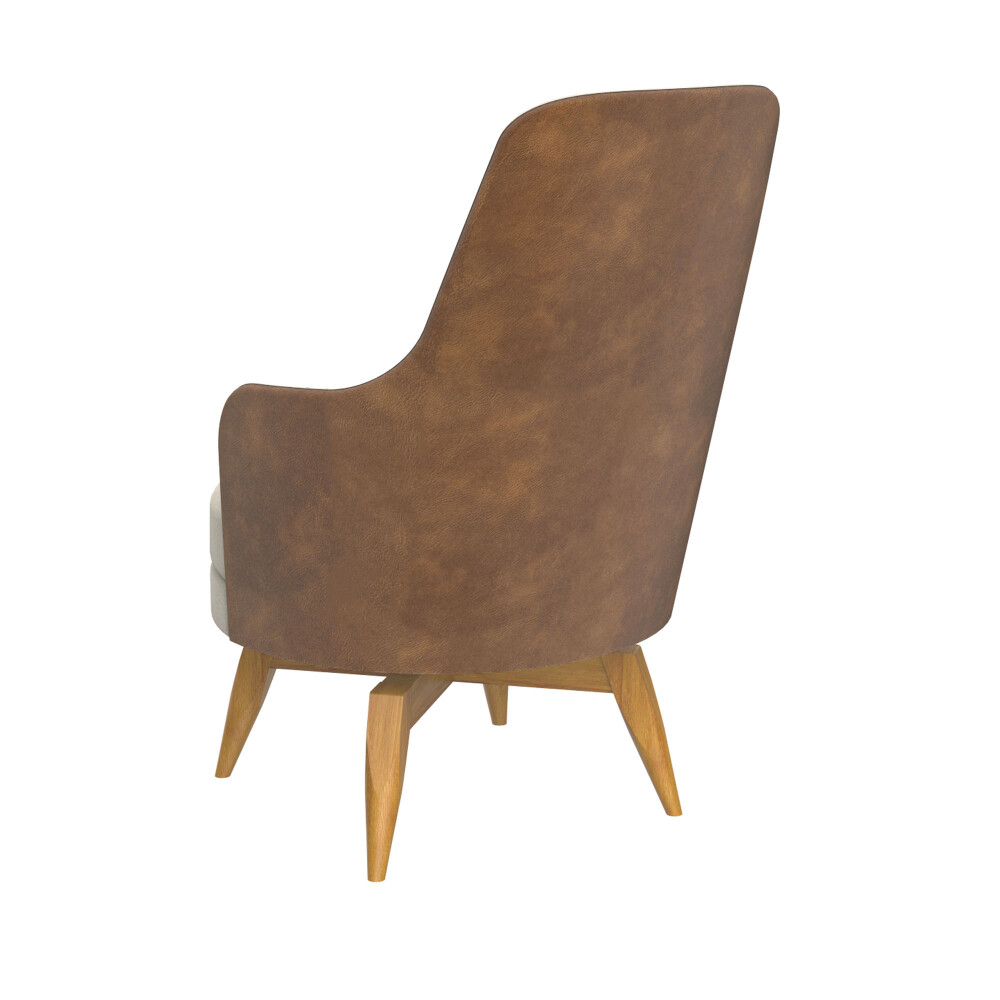 BUTACA GIRATÓRIA TELA-Y-PU NATURAL-BEIGE ELLA BEIGE