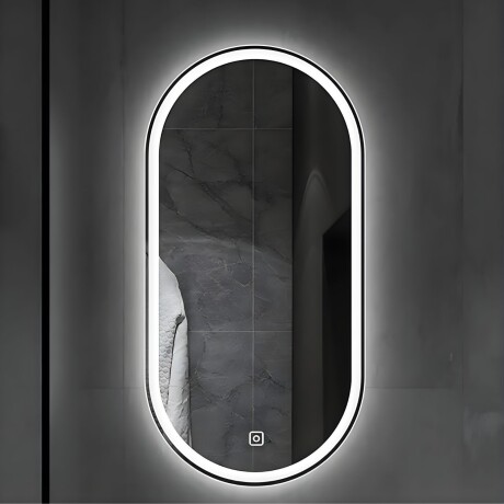 Espejo Vertical Lumax Moddy Marco Ovalado y Luz Led 50x70cm Negro