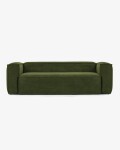 Sofá Blok 3 plazas pana gruesa verde 240 cm