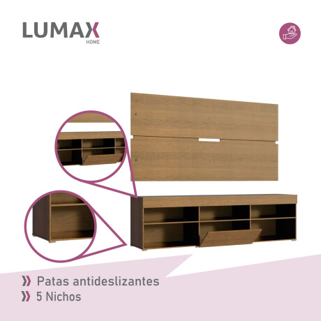 Rack con Panel Lumax para TV Miami Rústico 180 cm Rack con Panel Lumax para TV Miami Rústico 180 cm