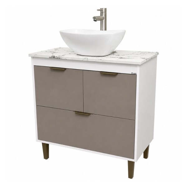 MUEBLE DE BAÑO 80 CM CON MESADA DE CUARZO SIN BACHA - BLANCO/FUME MUEBLE DE BAÑO 80 CM CON MESADA DE CUARZO SIN BACHA - BLANCO/FUME