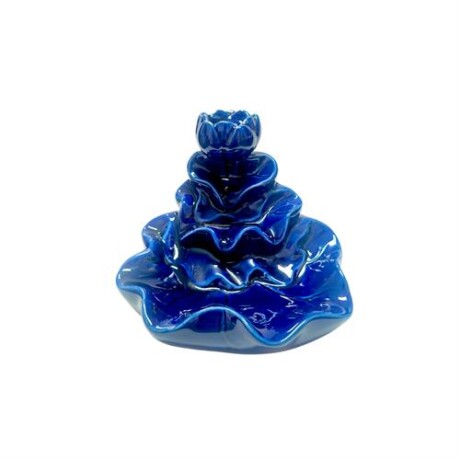 Porta incienso cono fuente cascada de ceramica en forma de flor Azul