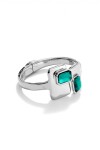 PULSERA RÍ­GIDA BAÑADA EN PLATA DE LEY CON CRISTALES VERDES Pulsera