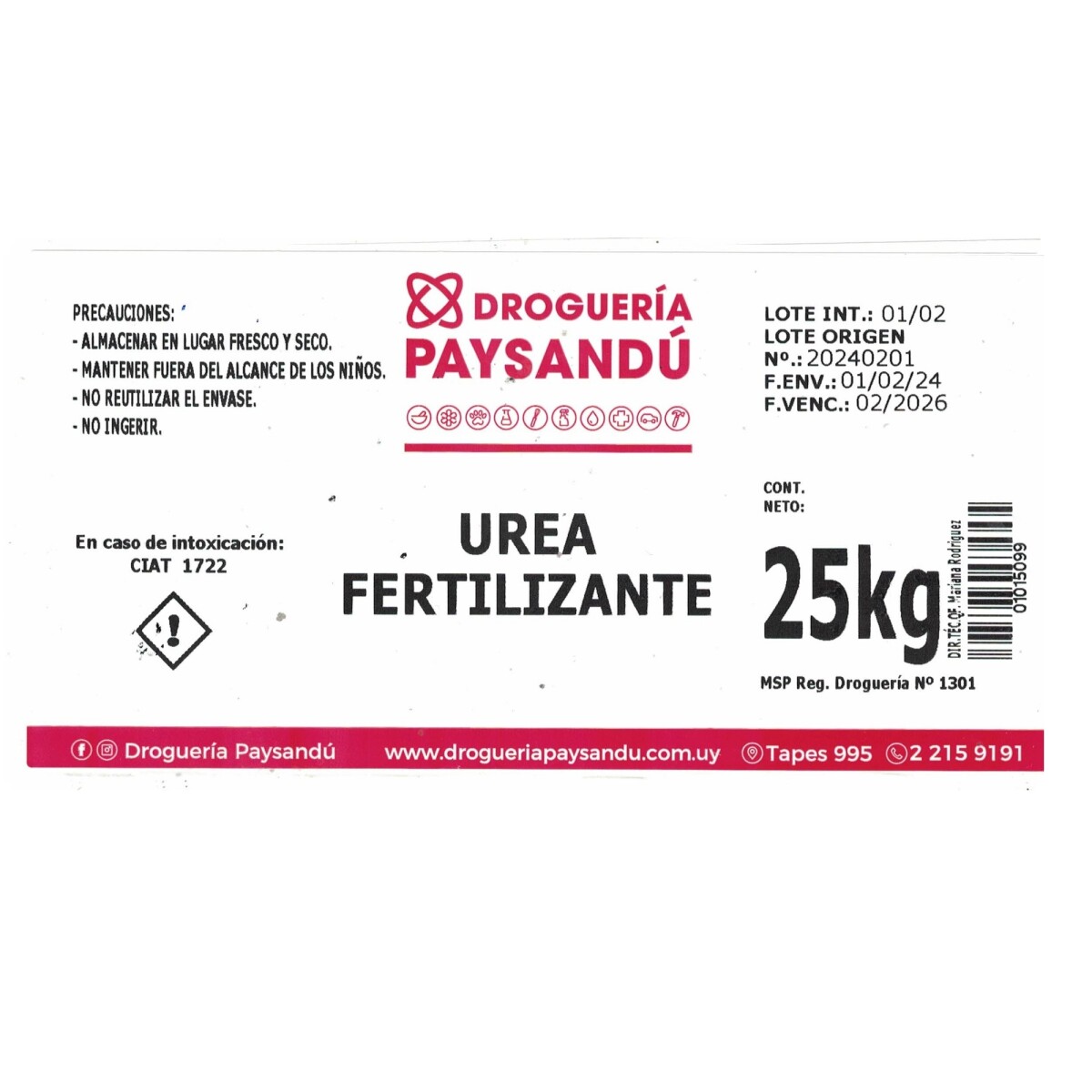 Urea fertilizante - 25 kg 