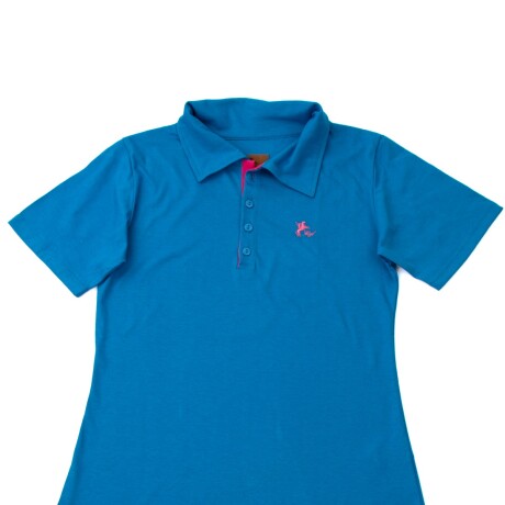 Remera Dama tipo Polo Azul francia