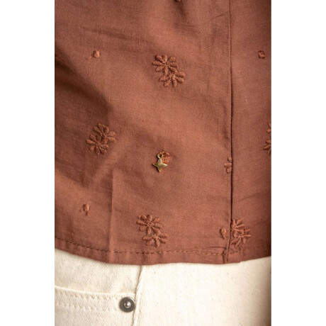 Blusa Bordada Frunces Mocha