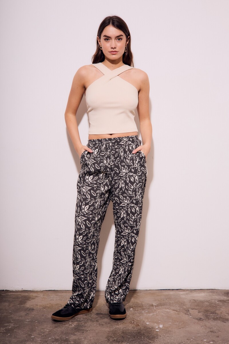 Pantalón Estampado Negro