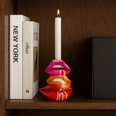 PORTA VELA LIPS ROJO - -