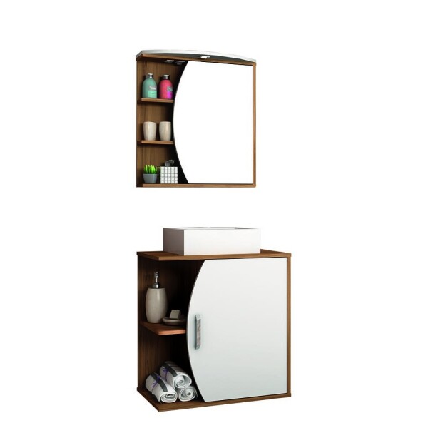 CONJUNTO MUEBLE DE BAÑO MODELO DUNA MUEBLE + ARMARIO CON ESPEJO + BACHA Conjunto Mueble De Baño Modelo Duna Mueble + Armario Con Espejo + Bacha