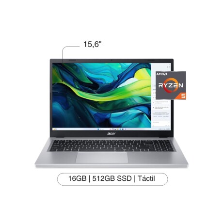 Notebook ACER Aspire Go 15,6' Táctil FHD 512GB / 16GB RAM Ryzen 5-7520U W11 Notebook ACER Aspire Go 15,6' Táctil FHD 512GB / 16GB RAM Ryzen 5-7520U W11