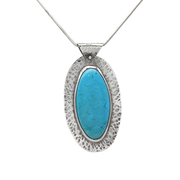 Dije Colgante Oval-Plata 925-Turquesa-CP4464 conpiedra