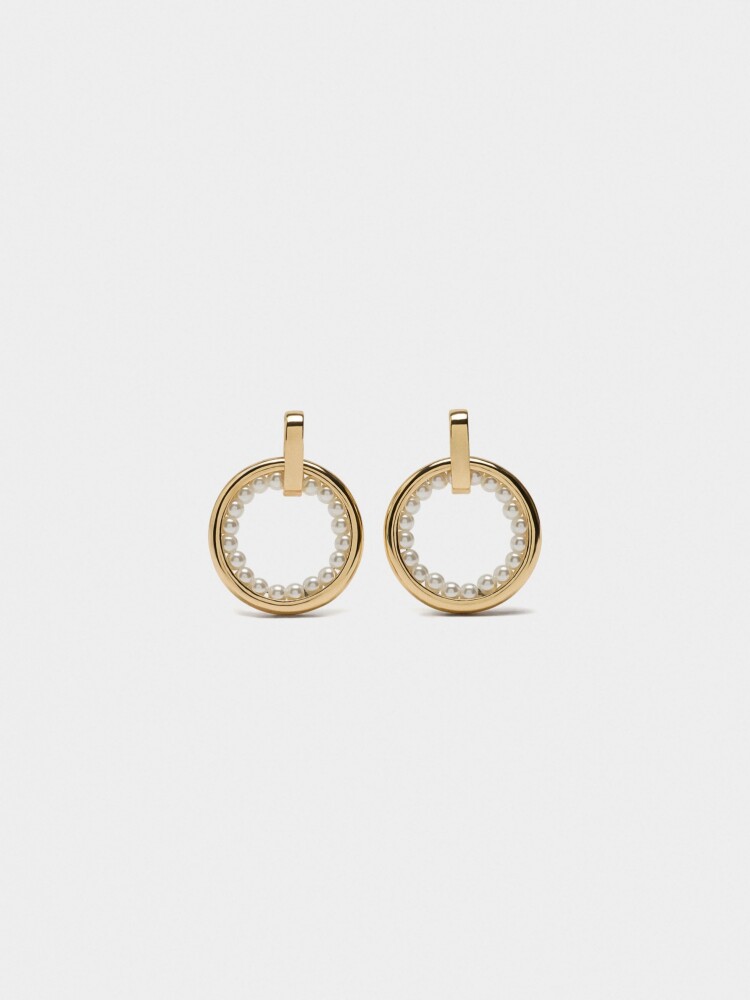 Aros Con Perlas blanco