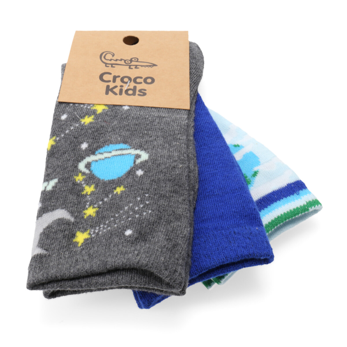 Medias Croco Kids Media Space pack X3 - Gris / Azul / Azul Claro 