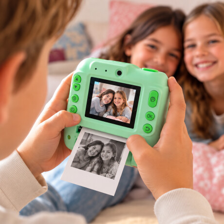 Cámara digital con pantalla e impresión instantánea Verde
