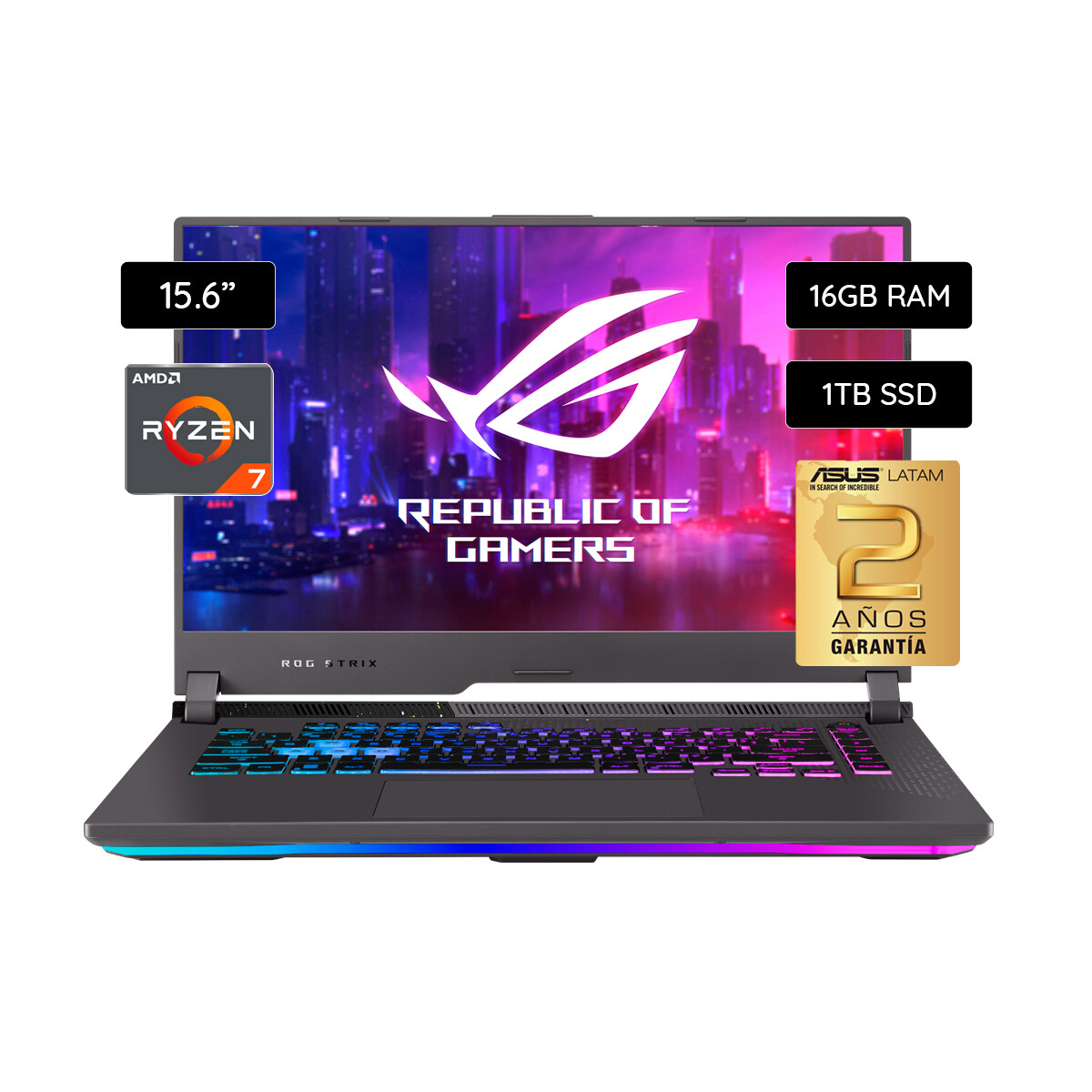 Notebook ASUS ROG Strix G15 15.6" Ryzen 7 6800H 1TB SSD / 16GB RAM G513RM-HQ276W - Negro 