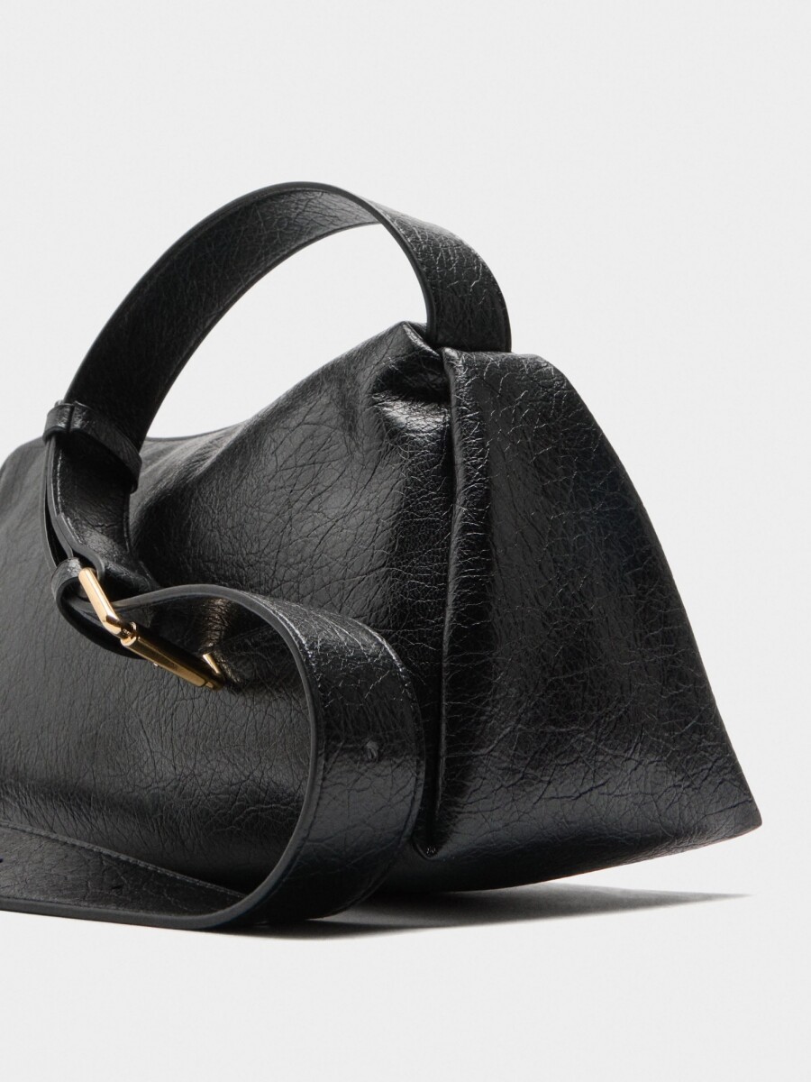 Bolso Bandolera Efecto Craquelado negro
