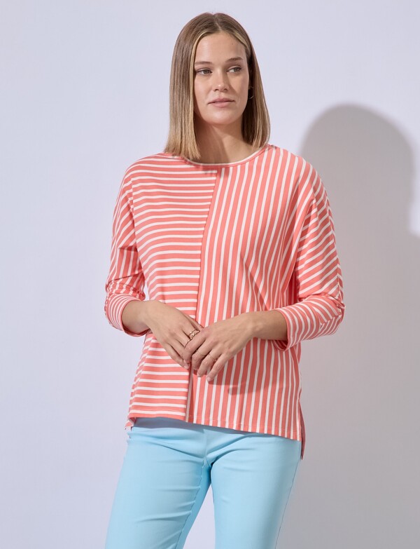 Remera Algodon Lineas CORAL