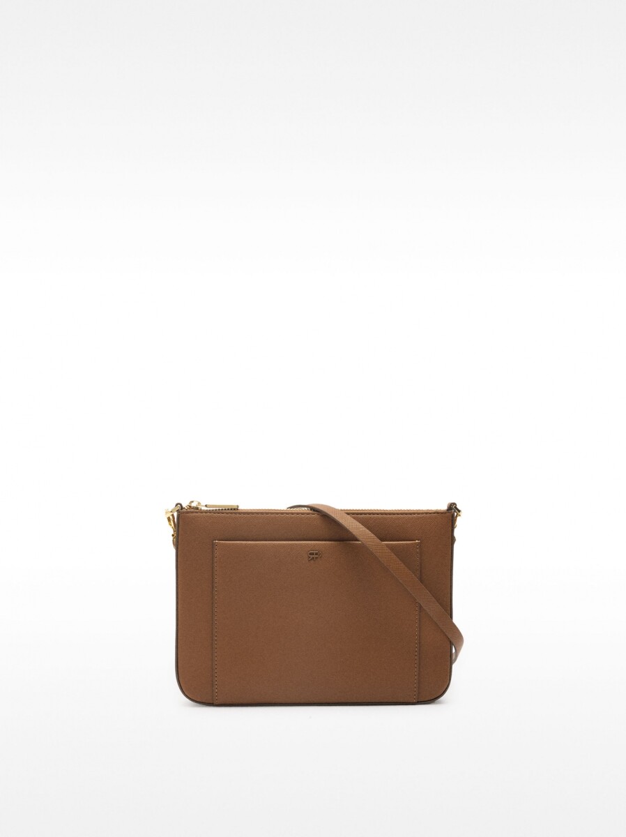 Bolso Bandolera Con Bolsillo Exterior - camel 