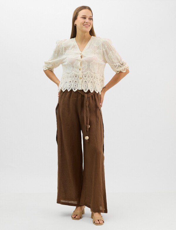 Blusa Bordada Puntilla CRUDO