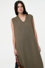 VESTIDO LARGO CON CAPUCHA Verde Militar