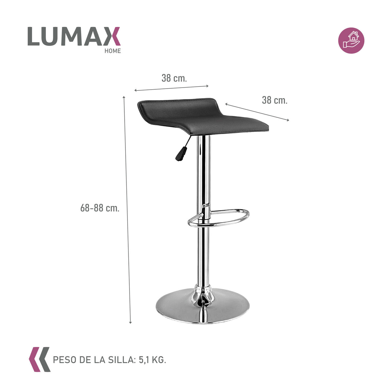 Taburete Kira Pack 4 unidades Rectangular Para Bar Diseño Moderno ...