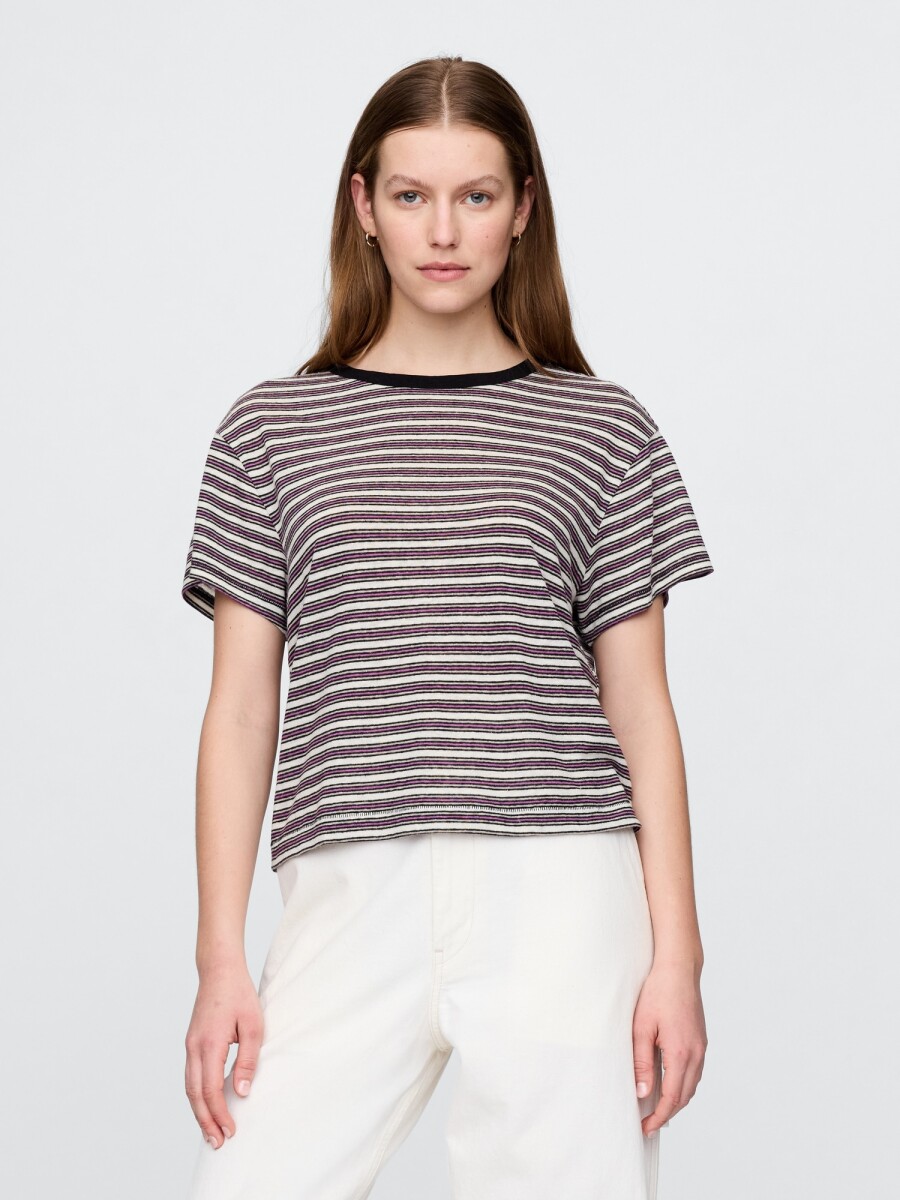 Remera De Lino Editor Mujer - Chino Multi Stripe 
