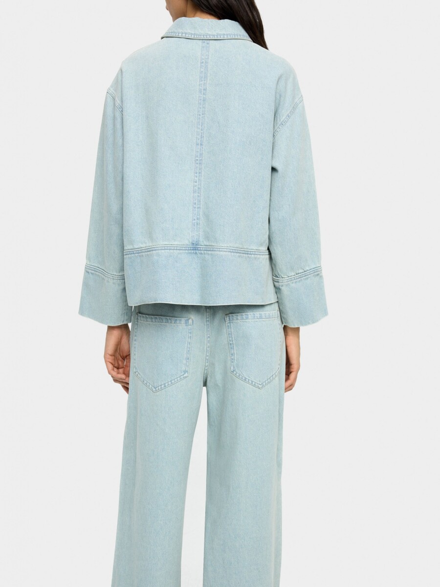 Pantalón Vaquero Recto Con Cinturón azul