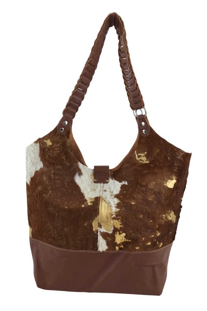 Tote bag de cuero Marrón con dorado