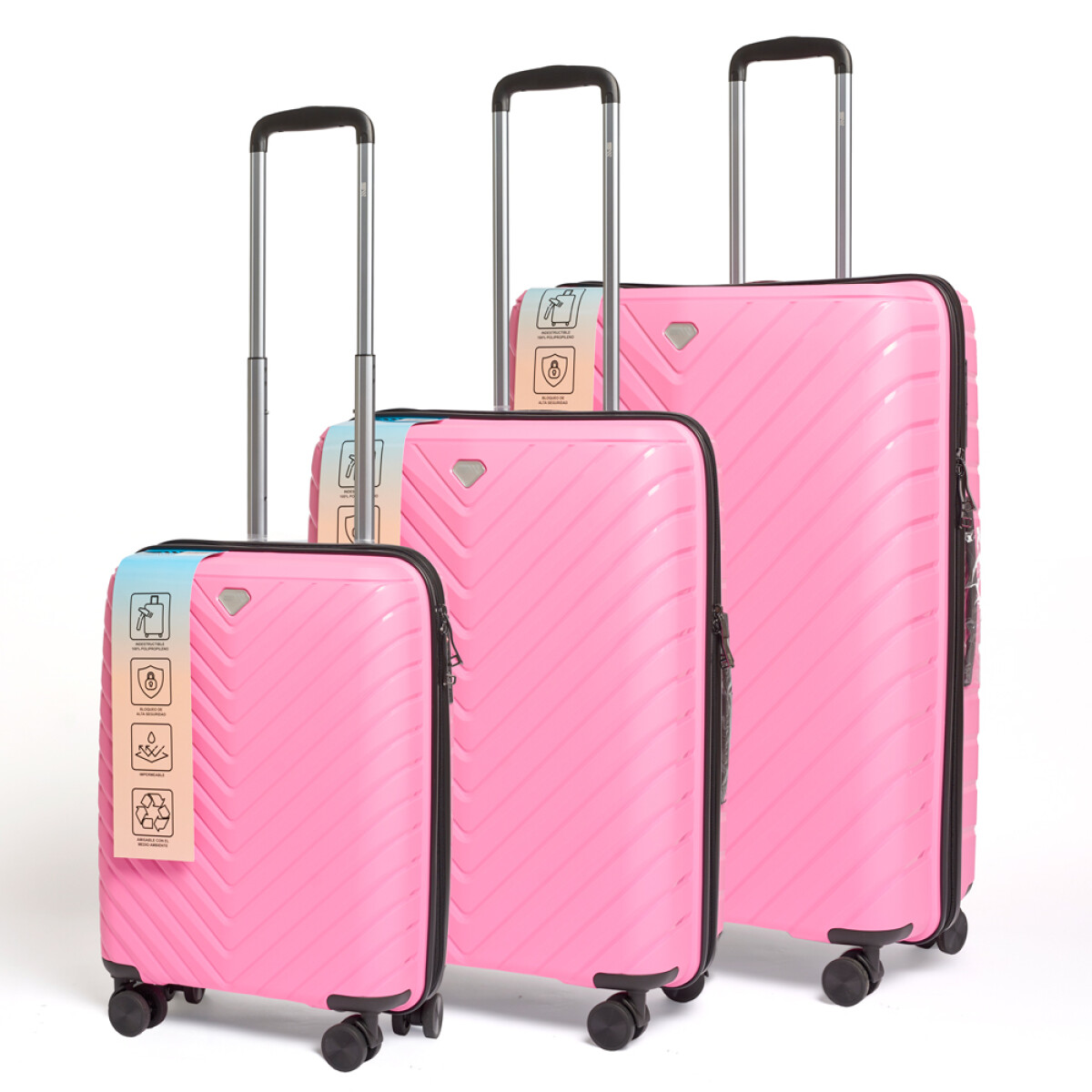 Set Valijas Polipropileno Premium 20" 24" 28" - ROSA 