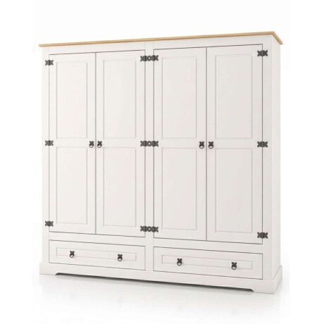 Ropero 4 puertas 2 Cajones Madera Linea mexicana Blanco