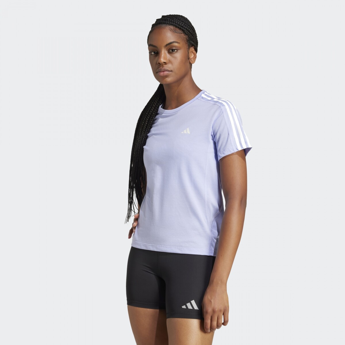 Remera Adidas Own The Run 3 Rayas - Violeta 