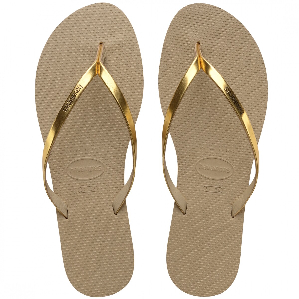 Sandalia de Mujer Havaianas You Metalic Havaianas - Beige Arena - Dorado Metalizado 