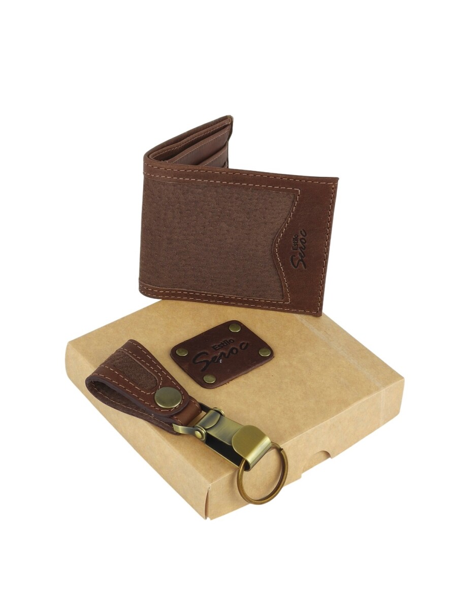 Set de billetra combinada y llavero - Marron 