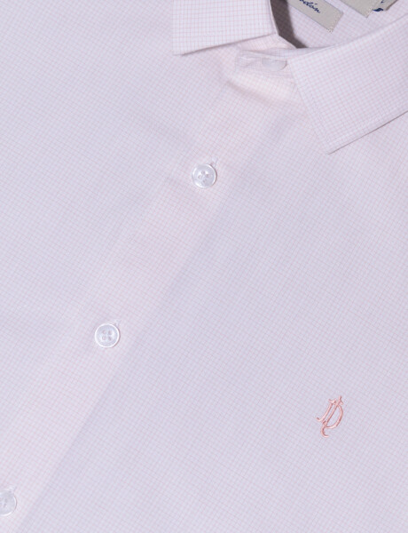 Camisa m/l micro cuadros rosado