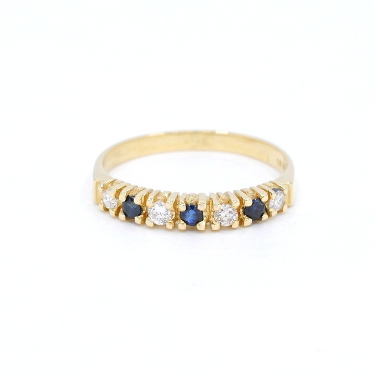 Anillo En Oro 18K, Brillantes Y Zafiros 